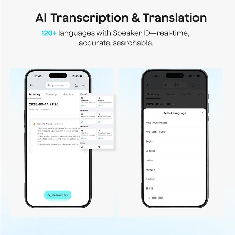 New Mobvoi Ticnote Lite AI Voice Recorder, AI Note Taking Device W/Instant Transcribe & Summarize, APP Control, Support 120+ Languages, AI Recorder W/Display for Lectures, Meeting, Calls