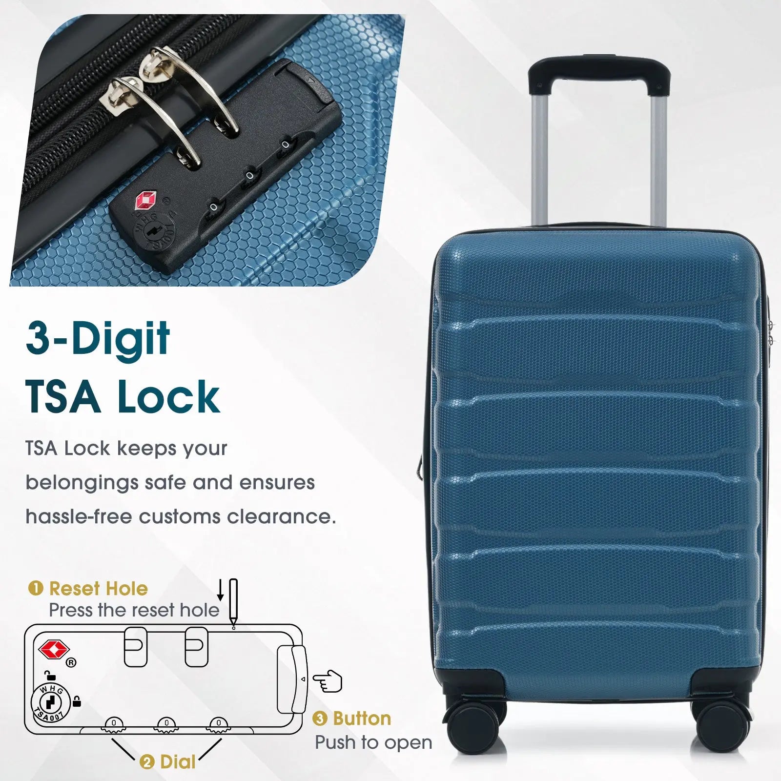 20 Inch Hardshell ABS Carry On Luggage, Durable Expandable Travel Suitcase With Spinner Wheels, TSA Lock Cjdropshipping