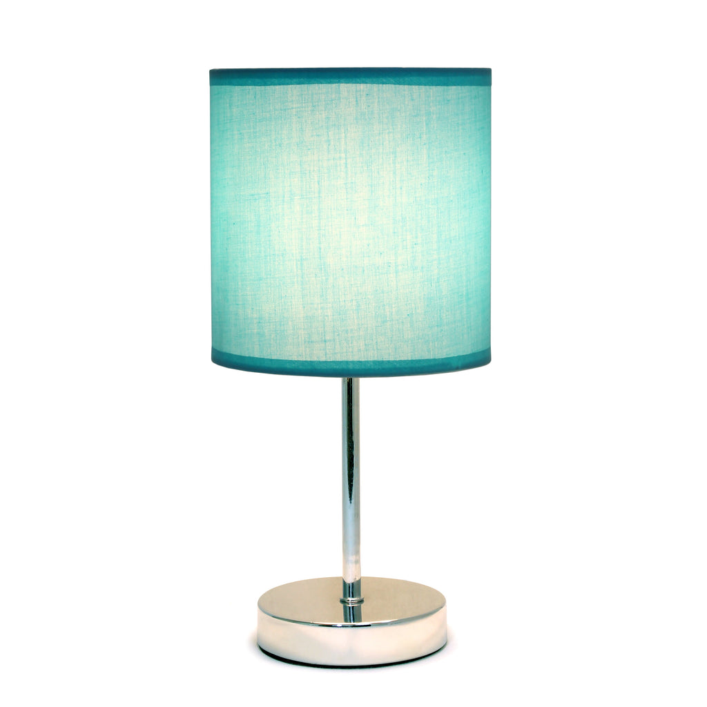 11.81" Basic Chrome Mini Table Lamp with Fabric Shade, Blue