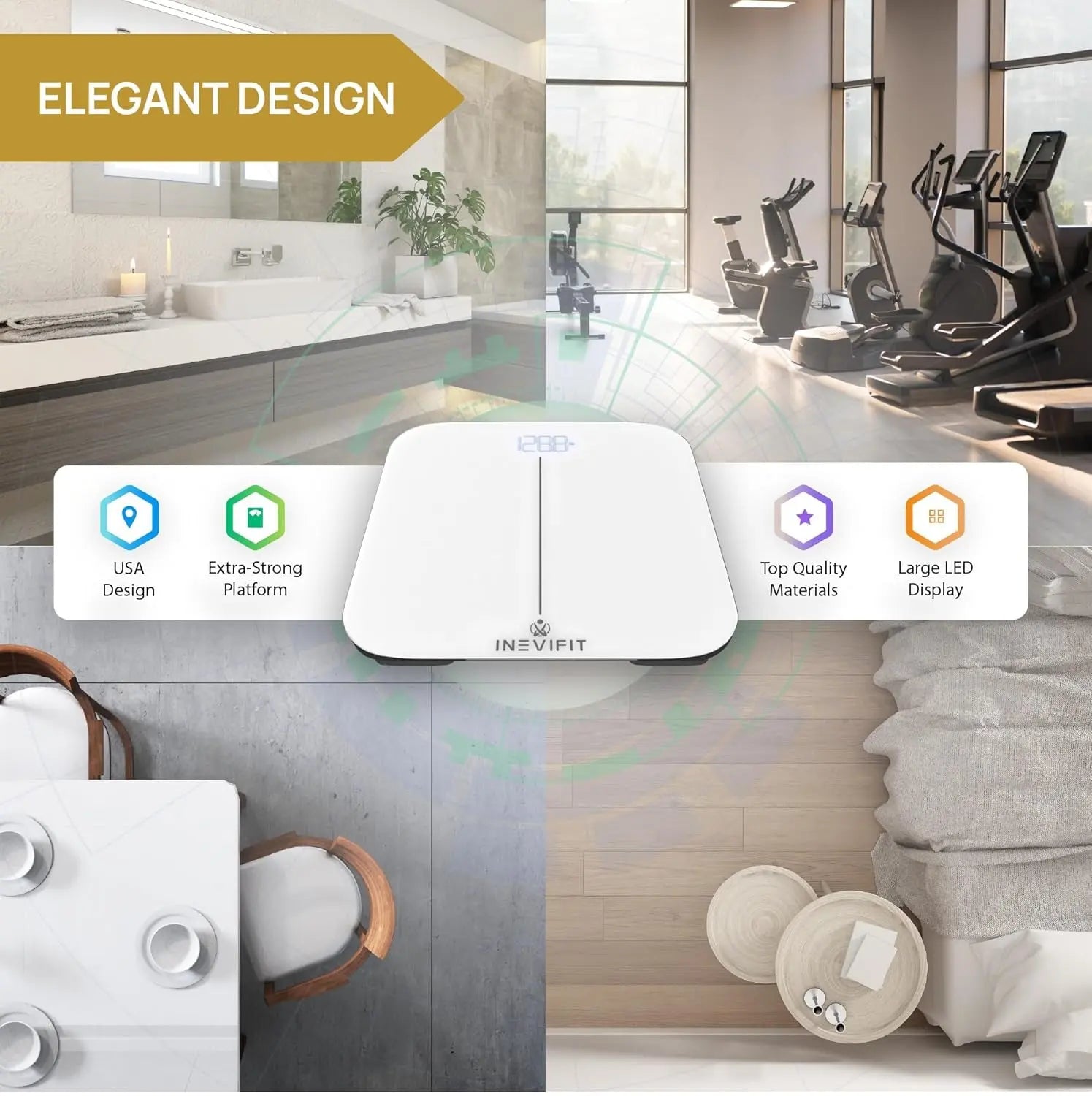 Smart Premium Bathroom Scale, Highly Accurate Bluetooth Digital Bathroom Body Weight Scale, Precisely Measures Weight & BMI for Unlimited Users