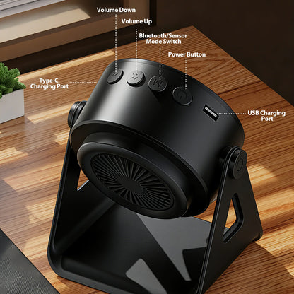 Wireless Induction Speaker with Phone Stand ,5 in 1 Bluetooth Speaker Amplifier Stereo Sound, RGB Ambient Light, 360° Adjustable Phone Holder Compatible with Iphone/Ipad/Android