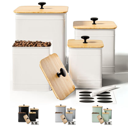 Chic White Kitchen Canister Set with Chalk Labels