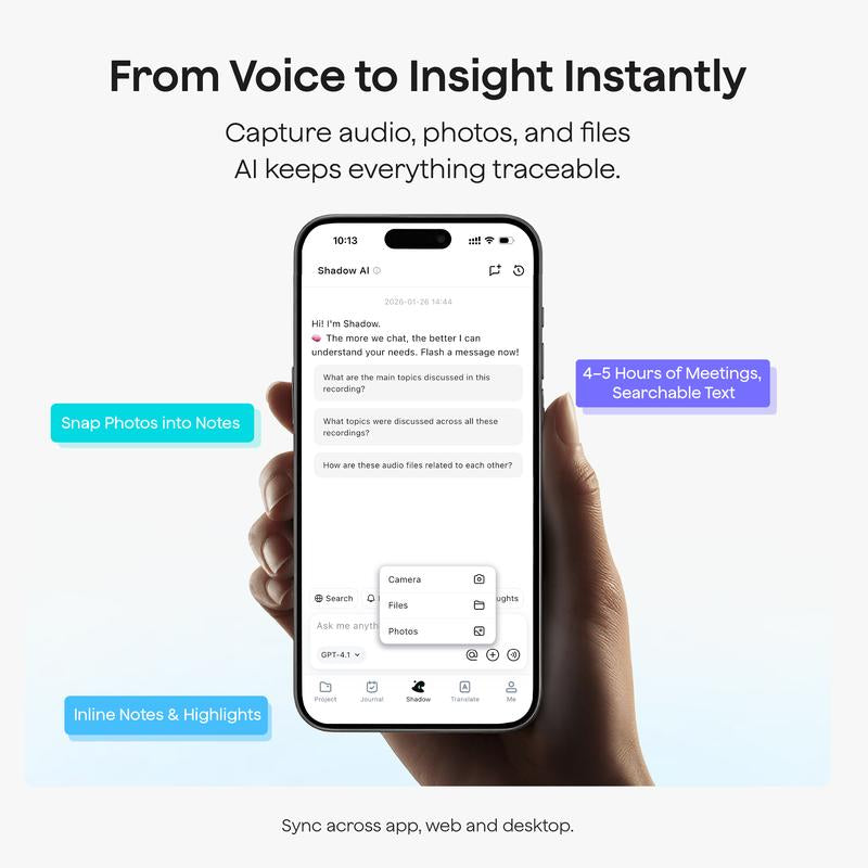 New Mobvoi Ticnote Lite AI Voice Recorder, AI Note Taking Device W/Instant Transcribe & Summarize, APP Control, Support 120+ Languages, AI Recorder W/Display for Lectures, Meeting, Calls