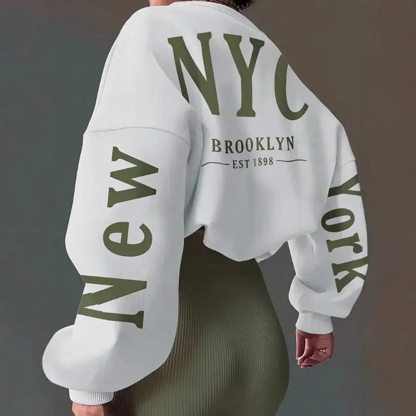 Letter Print Loose Round Neck Sweater Cjdropshipping