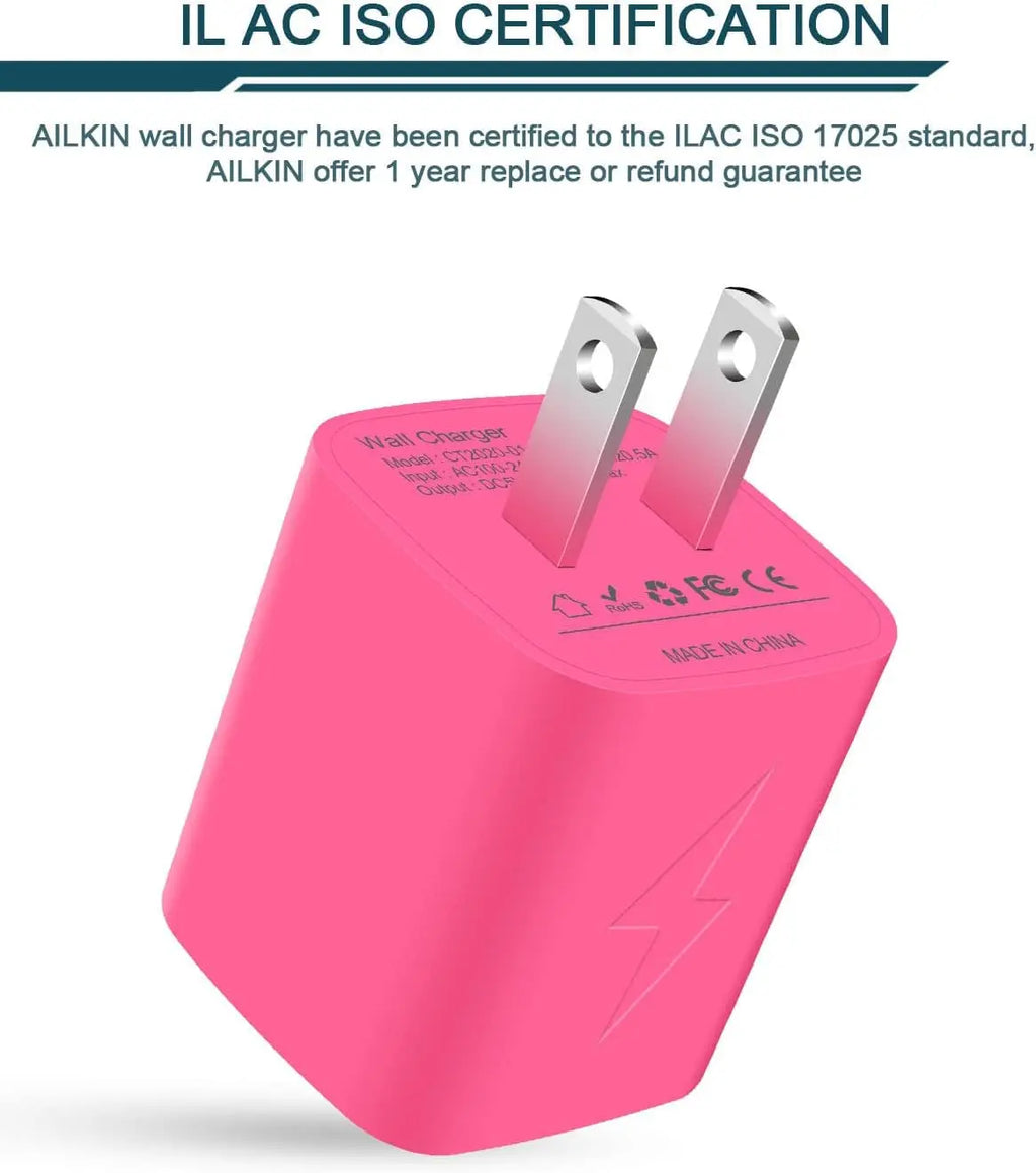 Wall Charger,  USB Plug Fast Charging Block, Power Adapter Cube 2 Port Charge Travel Brick Cell Quick Chargers Box for Iphone Samsung Galaxy USB Box Base Brick