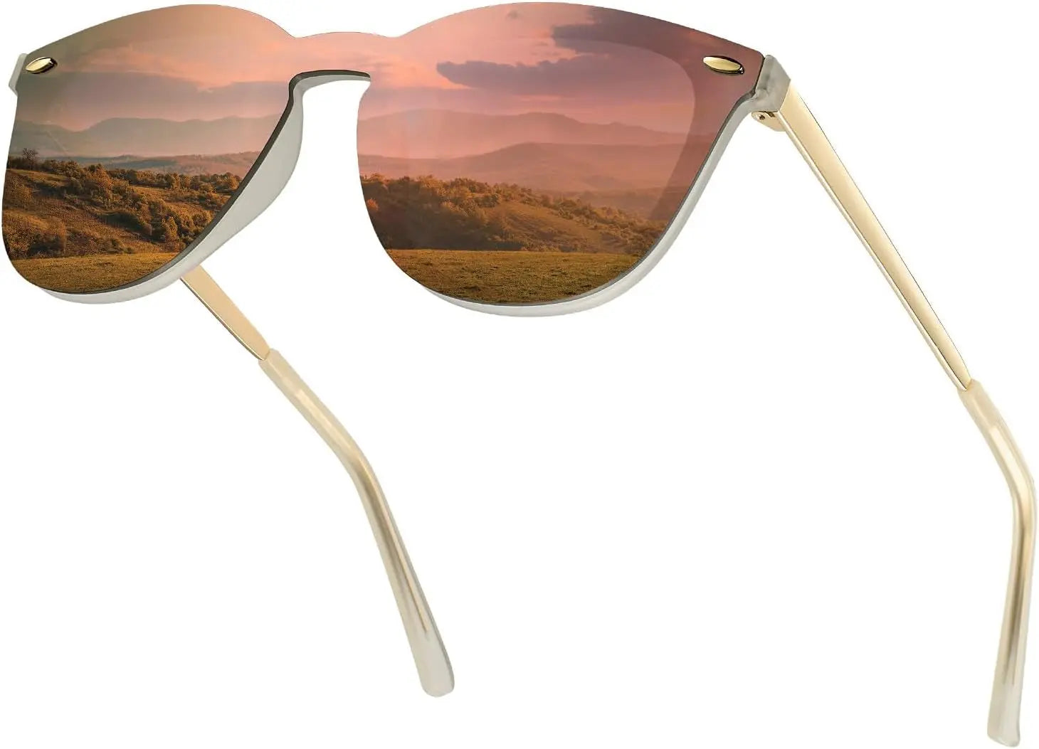 Trendy Rimless Mirrored Sunglasses Reflective Sun Glasses for Women Men