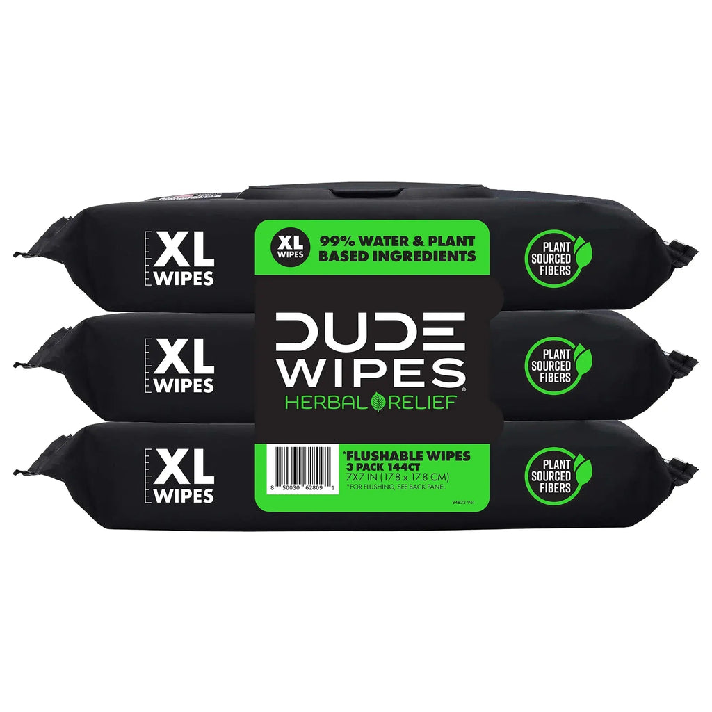 Flushable Wipes, XL Wet Wipes for at Home Use, Herbal Relief, 144 Count
