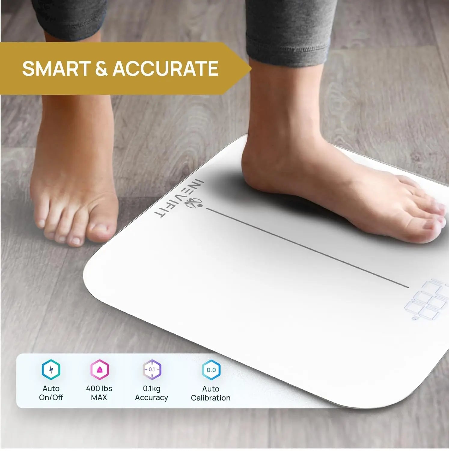 Smart Premium Bathroom Scale, Highly Accurate Bluetooth Digital Bathroom Body Weight Scale, Precisely Measures Weight & BMI for Unlimited Users