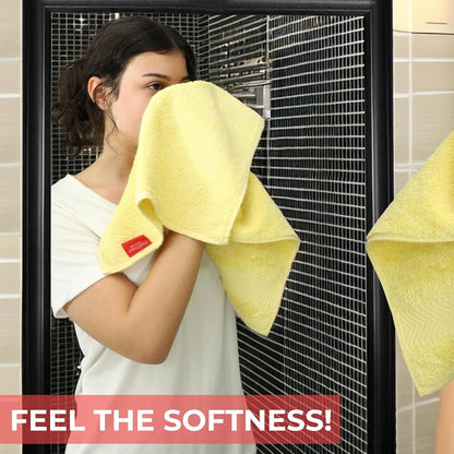 Luxury 100% Turkish Cotton 6-Piece Bath Towel Set - Soft & Absorbent Towels for Bathroom (2 Bath Towels, 2 Hand Towels, 2 Washcloths) - Yellow