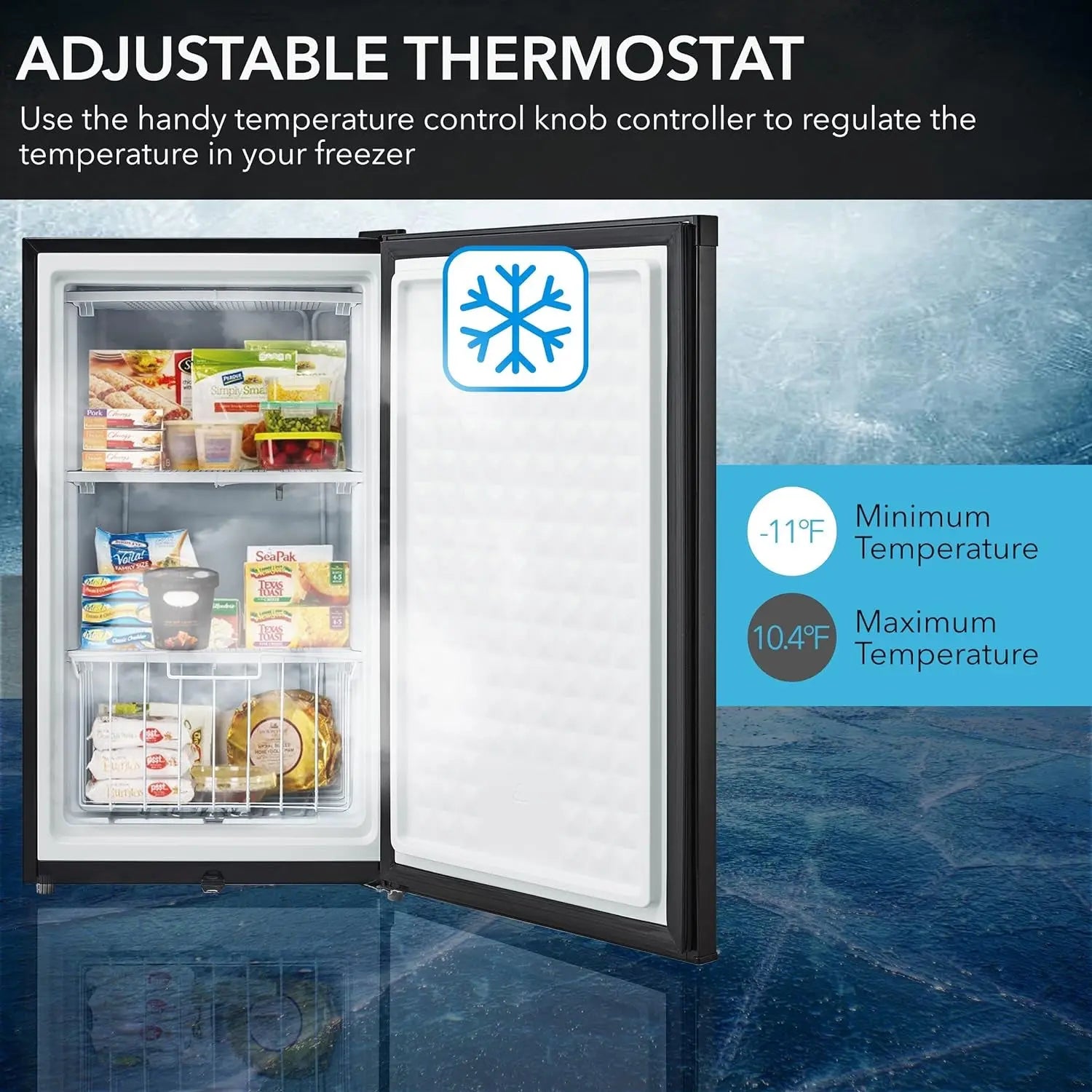 Upright Freezer with Lock, 3 Cu. Ft. Small Freezer Mini Freezer for Bedrooms, Dorms, Garages, Offices CUF-301SS, Stainless Steel, Energy Star