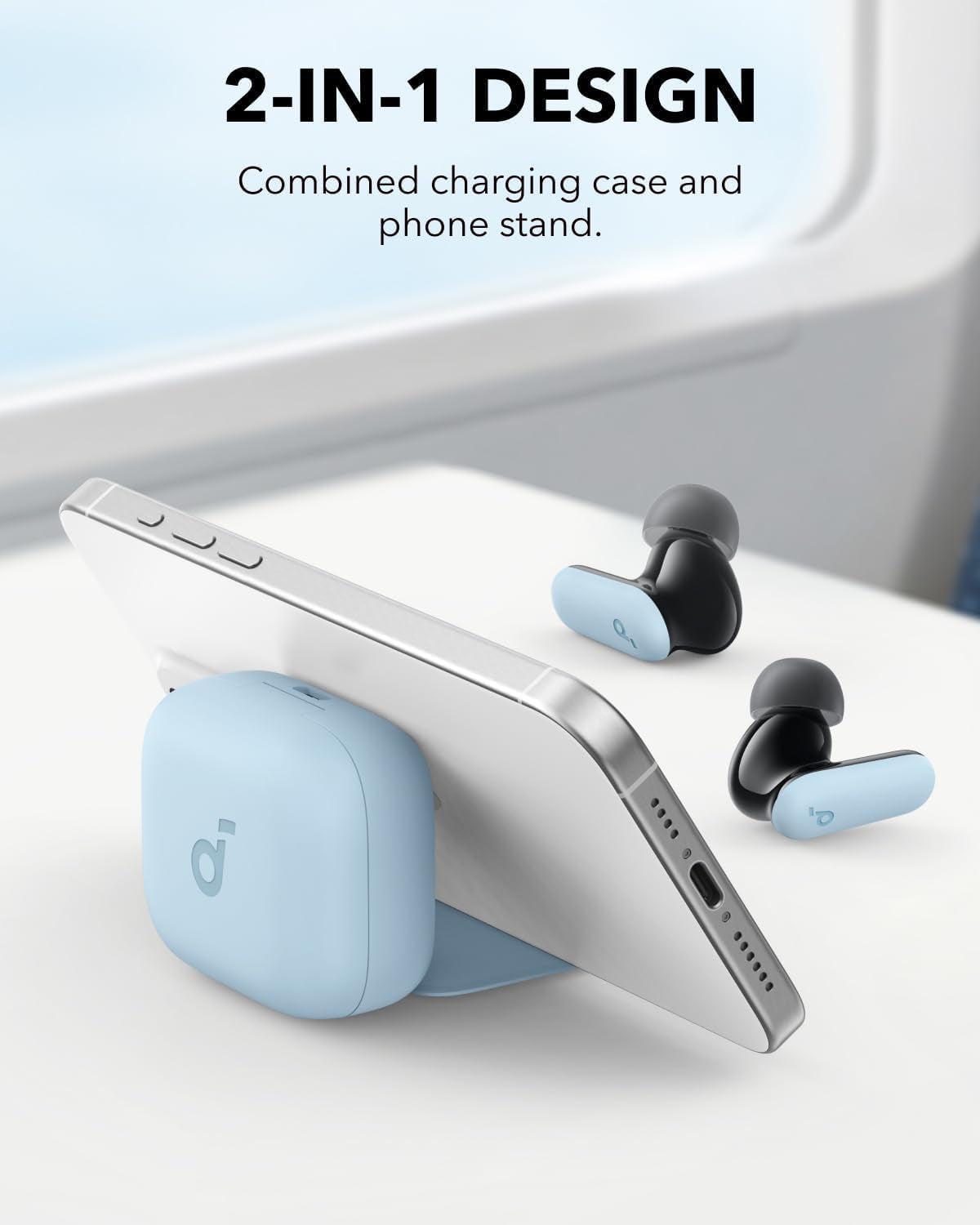 Soundcore P30I by  Noise Cancelling Earbuds, Strong and Smart Noise Cancelling, Powerful Bass, 45H Playtime, 2-In-1 Case and Phone Stand, IP54, Wireless Earbuds, Bluetooth 5.4 (Blue)