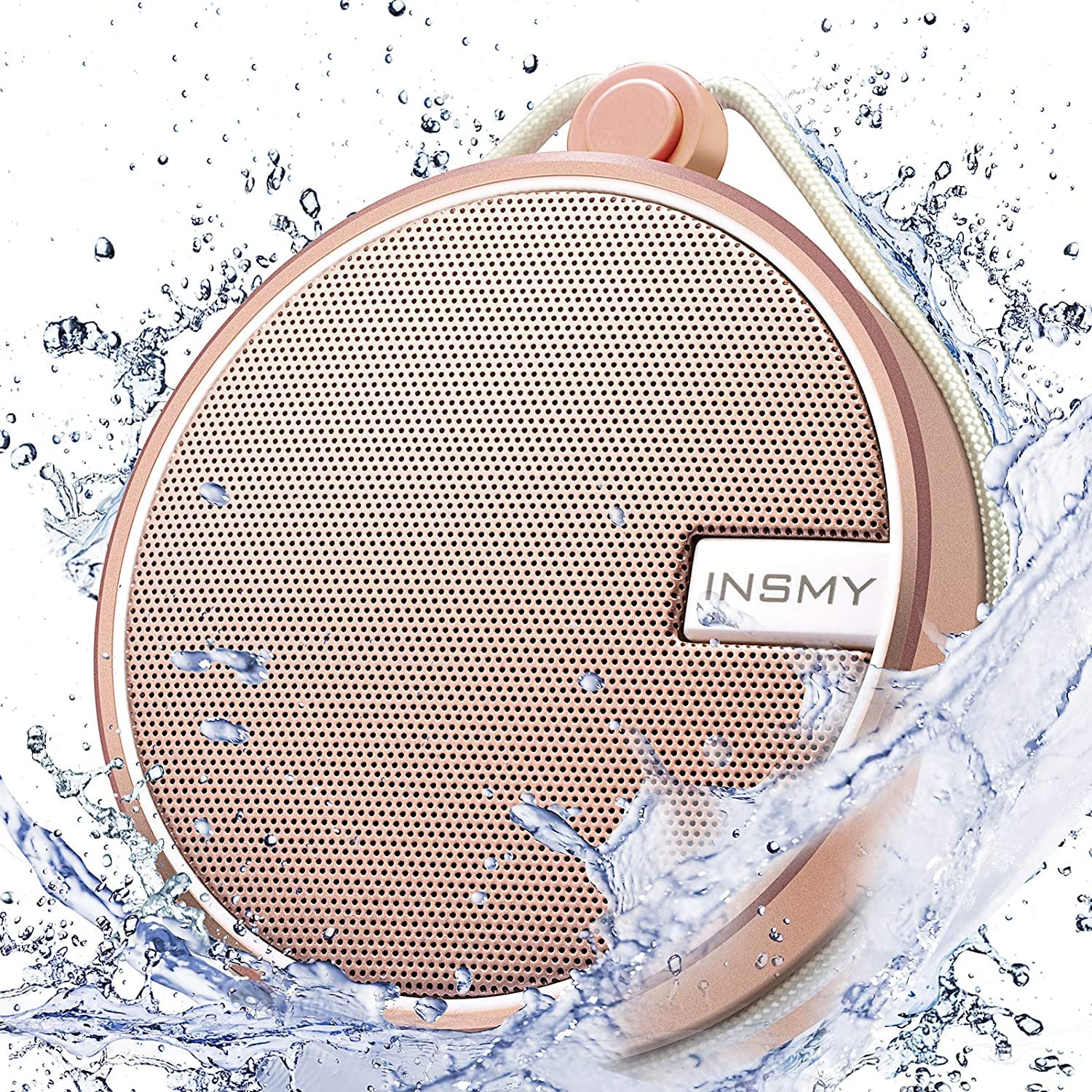 C12 Waterproof Bluetooth Shower Speaker - Portable IPX7 Rated, High-Quality Sound, TF Card Support, Suction Cup Design for Outdoor Use (Cashmere Pink)