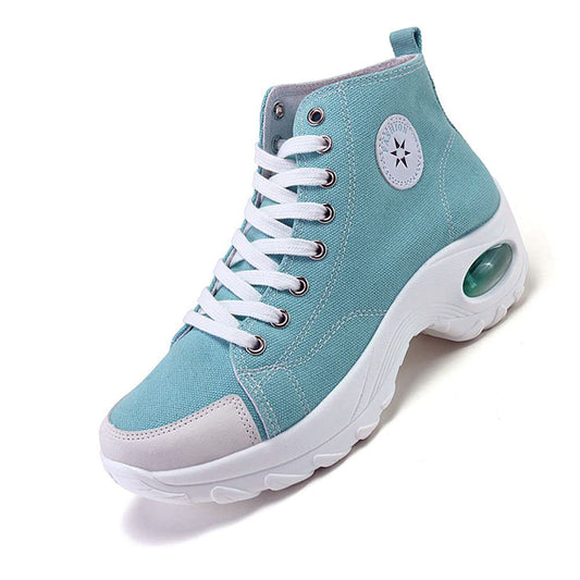 NCNDB Womens Canvas Sneakers High Top Lace up Casual Walking Shoes Air Cushion Sneakers Size 7 Blue