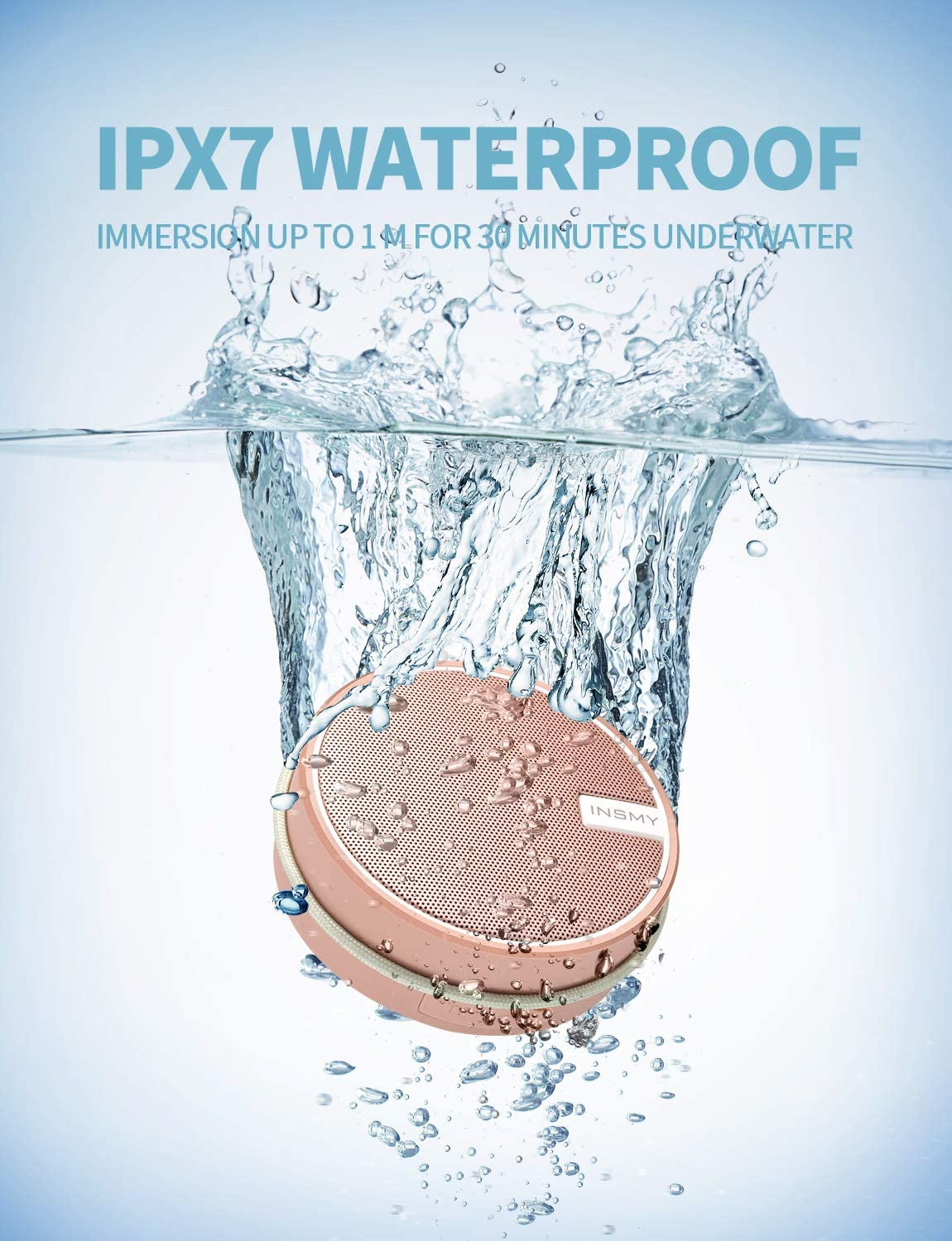 C12 Waterproof Bluetooth Shower Speaker - Portable IPX7 Rated, High-Quality Sound, TF Card Support, Suction Cup Design for Outdoor Use (Cashmere Pink)