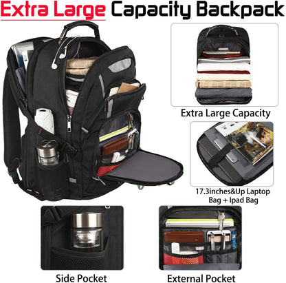 18.4-Inch Laptop Backpack for Men, Extra Large 55L-60L Gaming Backpack, TSA Compliant with RFID Anti-Theft Pocket, Water Resistant for Travel and Business Use