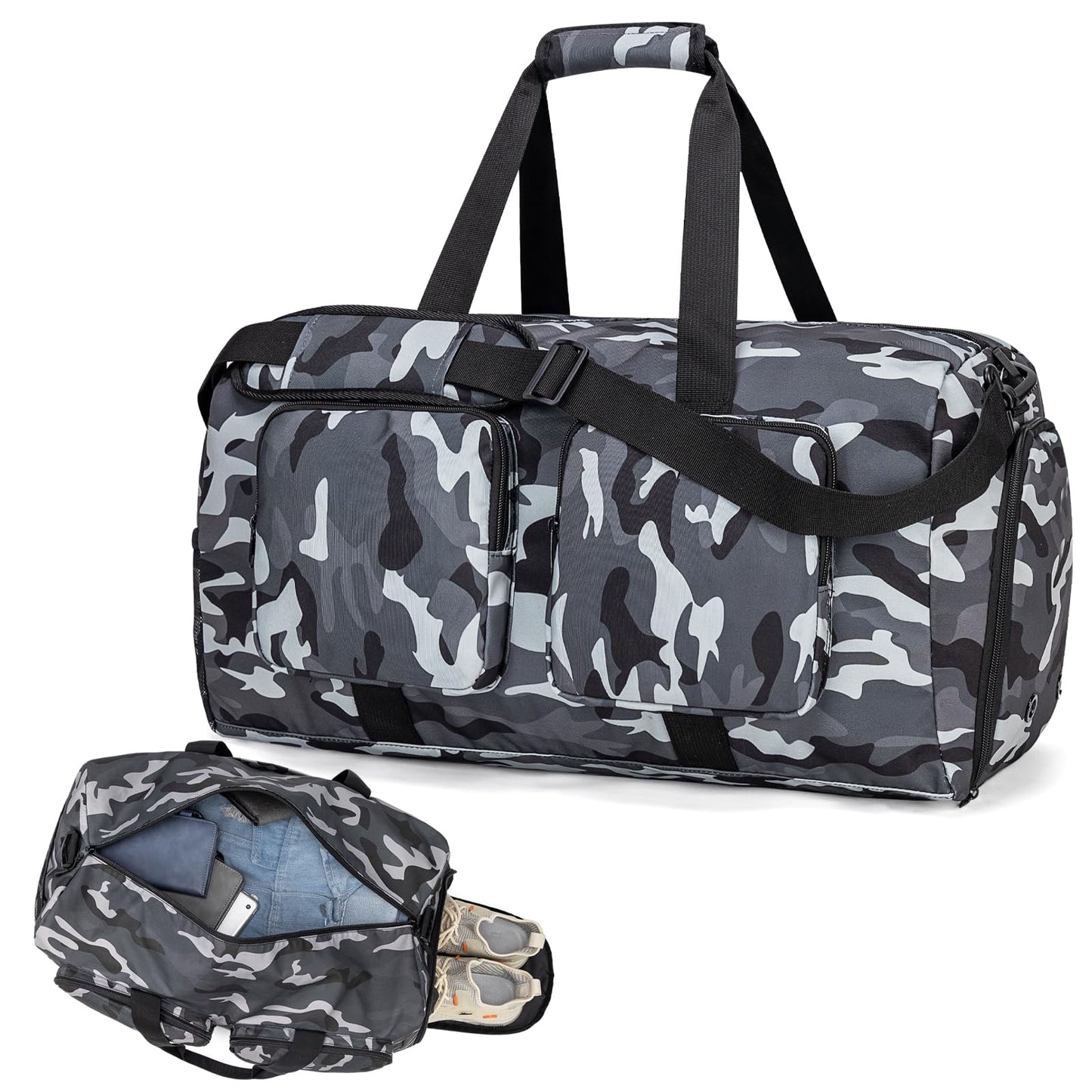 ecosmile Travel Bag Overnight Bag Duffle Weekend Bag for MenWomen Travel Gym Bag with Shoe Compartment