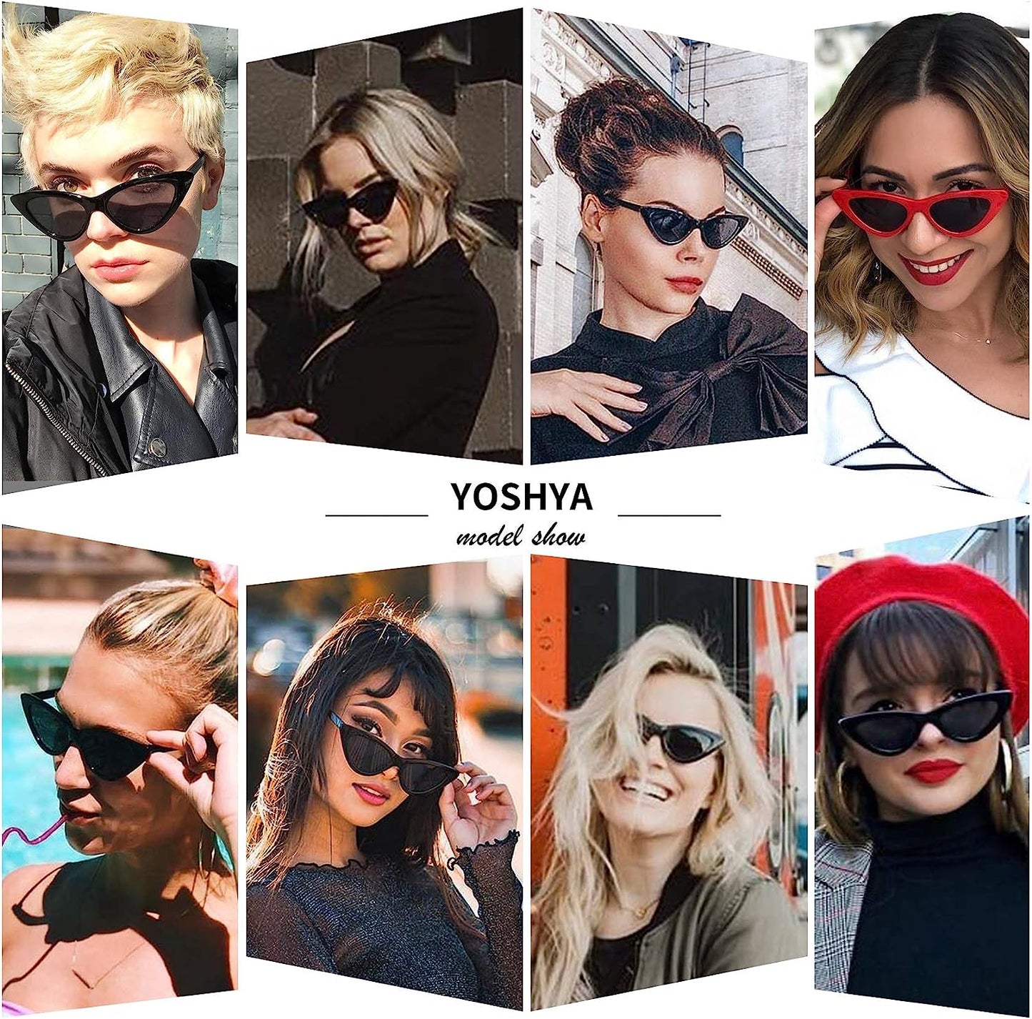 Retro Vintage Cat Eye Sunglasses for Women with Plastic Frame