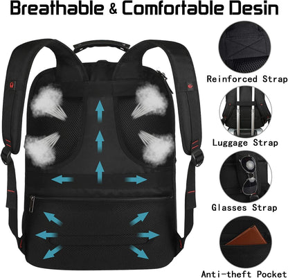 18.4-Inch Laptop Backpack for Men, Extra Large 55L-60L Gaming Backpack, TSA Compliant with RFID Anti-Theft Pocket, Water Resistant for Travel and Business Use