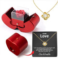 Fashion Jewelry Box Red Apple Christmas Gift Necklace Eternal Rose For Girl Mother's Day Valentine's Day Gifts With Artificial Flower Rose Flower Jewelry Box - New Era Fashion LLc