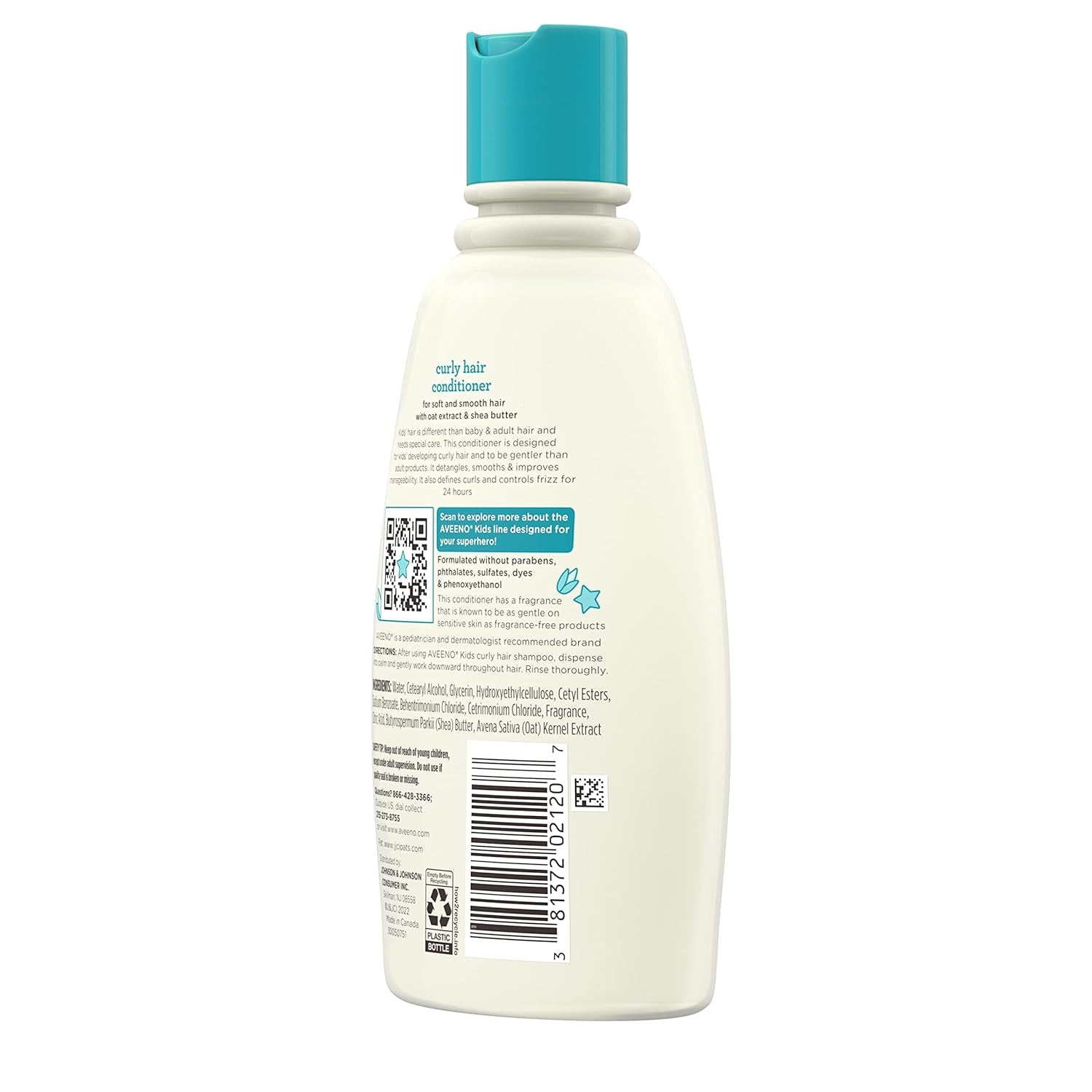 Aveeno Kids Curly Hair Conditioner, Hydrating Conditioner, Kids Curly Hair Products, Oat Extract & Shea Butter, Gentle Scent, 12 Fl. Oz (Pack of 1)