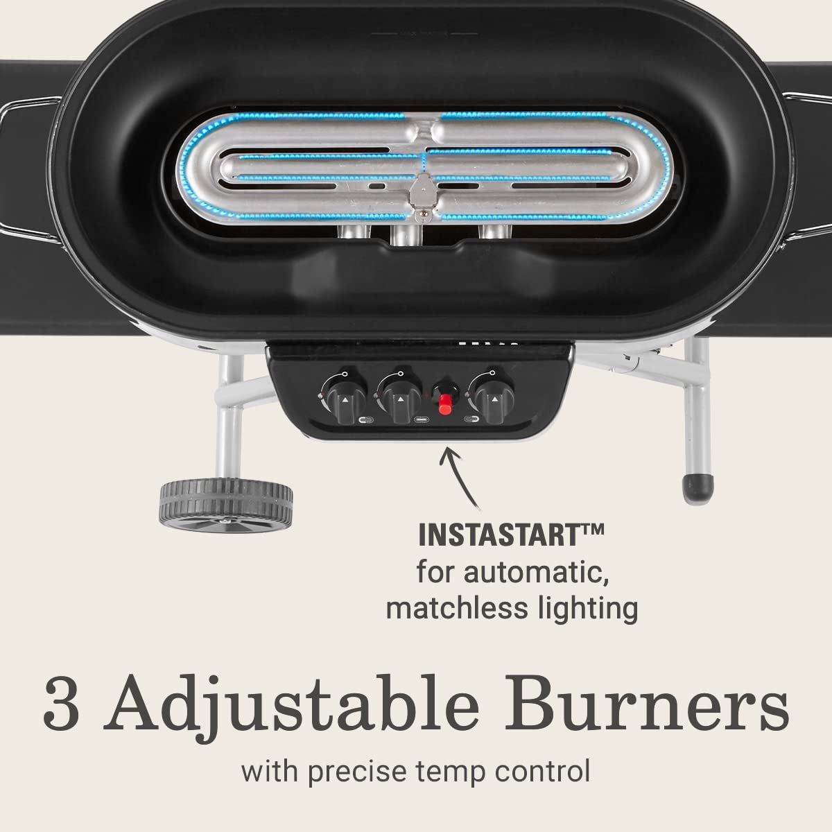 Coleman Roadtrip 285 Portable Propane Grill with Three Adjustable Burners and Instastart Ignition, 20,000 BTUs for Outdoor Cooking, Camping, Tailgating, and Barbecuing