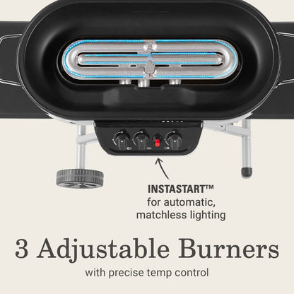 Coleman Roadtrip 285 Portable Propane Grill with Three Adjustable Burners and Instastart Ignition, 20,000 BTUs for Outdoor Cooking, Camping, Tailgating, and Barbecuing