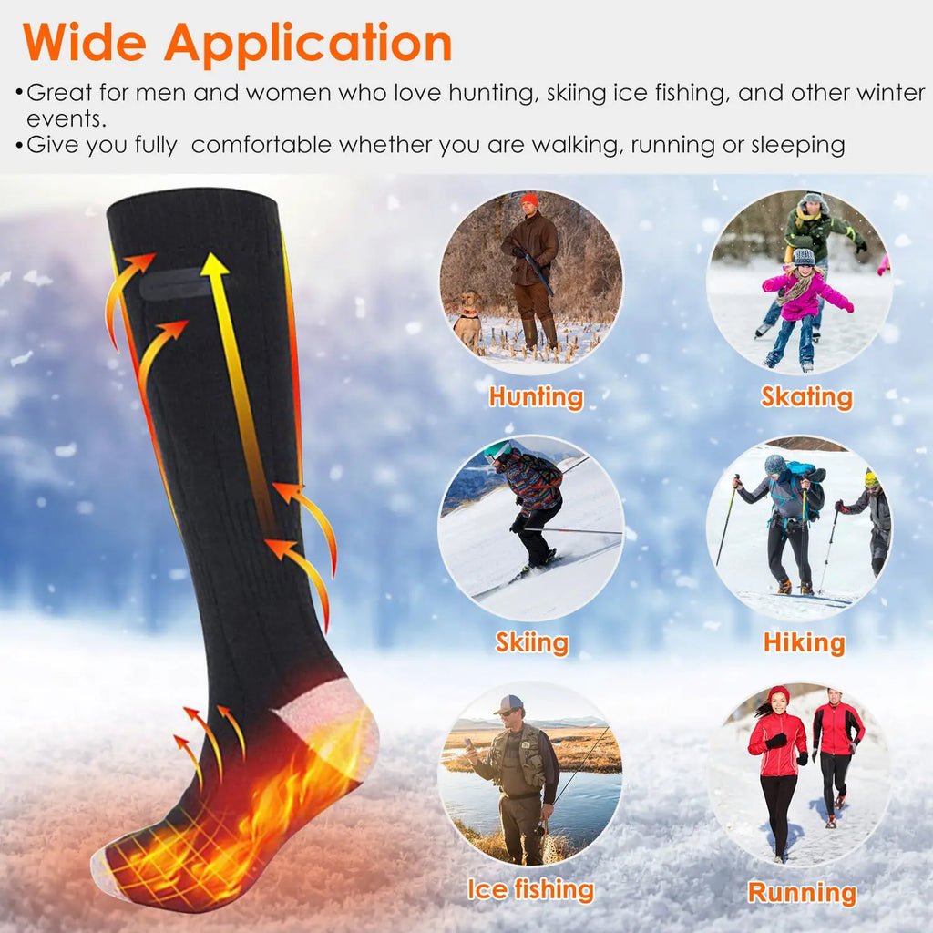 1Pair  Electric Heated Socks For Men Women Battery Powered Heated Socks Rechargeable Feet Warmer With 4 Temperature Levels Indoor Outdoor Machine Washable Cjdropshipping