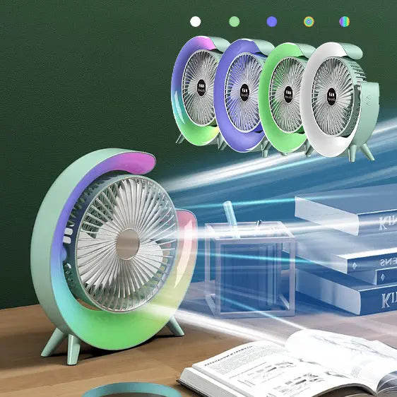New Bright Night Light Charging Fan Desktop Silent Mini Electric Fan Portable Fan USB Autods