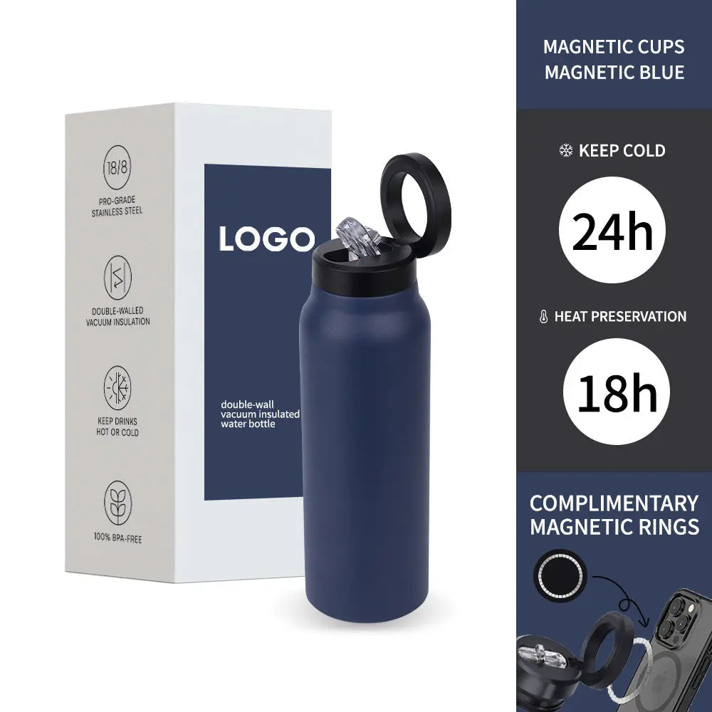 304 Stainless Steel Vacuum Cup Creative Magnetic Water Cup Insulated Sports Water Bottle With Straw Outdoor Insulated Water Mug With Magnetic Phone Holder Cjdropshipping