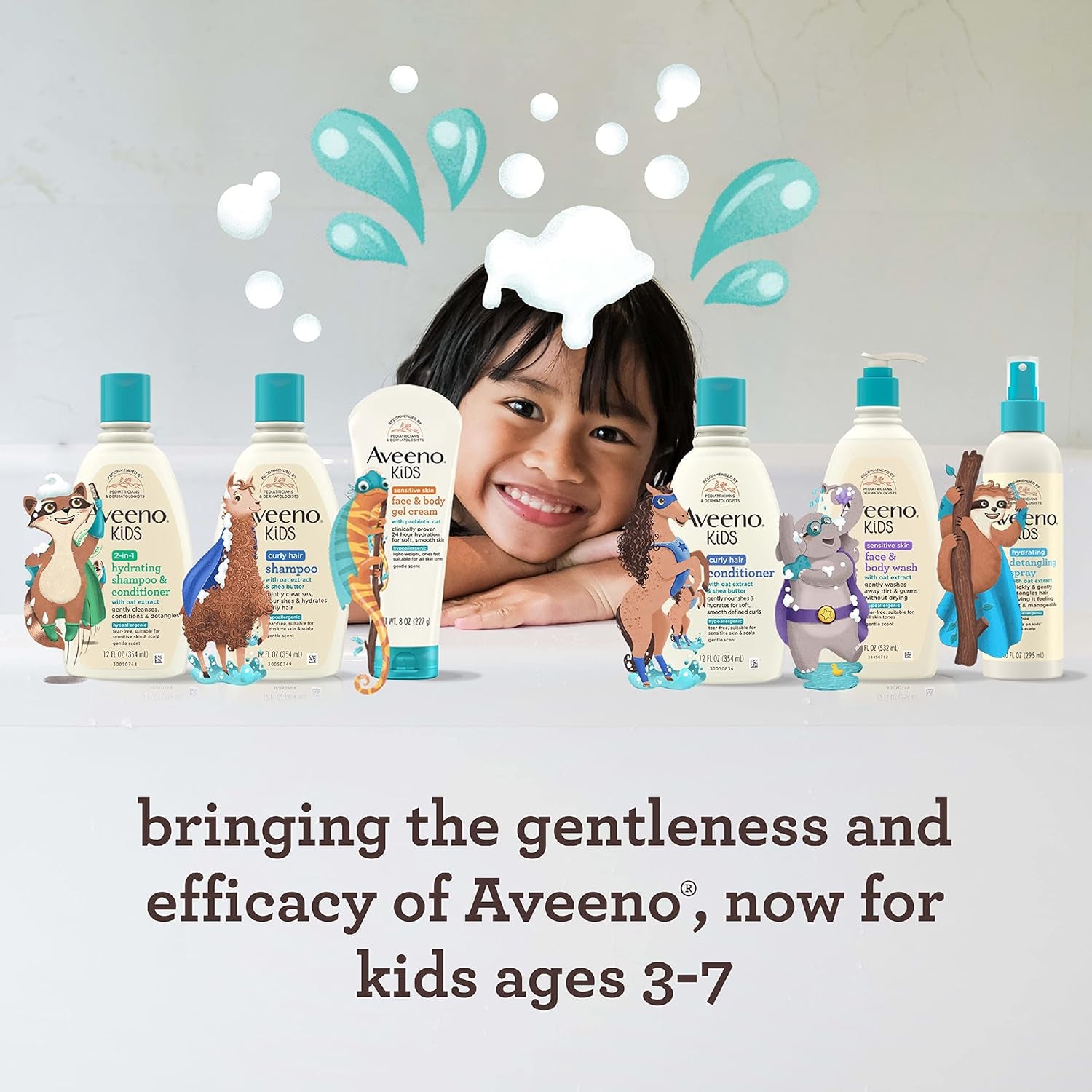 Aveeno Kids Curly Hair Conditioner, Hydrating Conditioner, Kids Curly Hair Products, Oat Extract & Shea Butter, Gentle Scent, 12 Fl. Oz (Pack of 1)