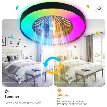 23 Inch Black Ceiling Fan Light With LED RGB   Dimmable & Color Changing, APP & Remote Control, Modern Smart Ceiling Fan For Living Room, Bedroom, And Dining Room  Silent 6-Speed Reversible DC Motor Cjdropshipping