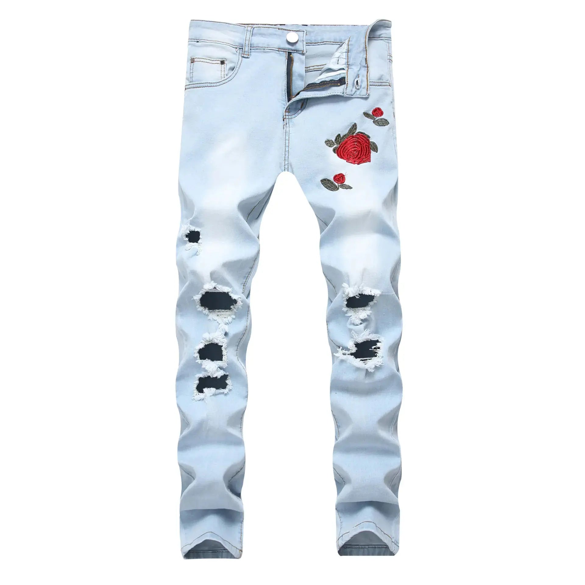 Embroidered Stretch Jeans for Men Zendrop