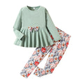 GOLLUNER Kids Toddler Girls Clothing Set Long Sleeve Top With Bowknot ＋Floral Print Pants 2 Pcs Fall Outfits Set(6-7T) Zendrop