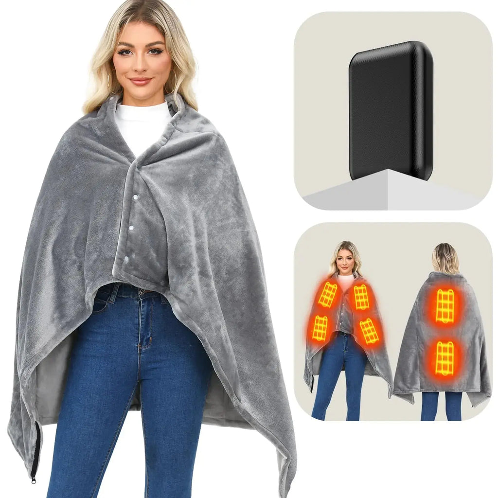 Heated Blanket Battery OperatedPortable Heated Blanket55x 35 Cordless Heated Blanket Throw with 3 Heating Levels for Camping Zendrop