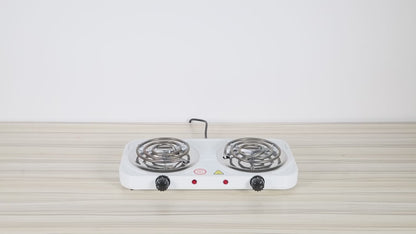 2000W Electric Double Burner Portable Coil Heating Hot Plate Stove Countertop RV Hotplate with Non Slip Rubber Feet 5 Temperature Adjustments