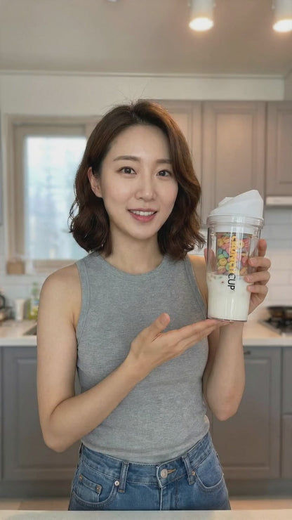 XL White: Portable Plastic Cereal Cup for Breakfast on the Go, Bpa-Free & Dishwasher-Safe