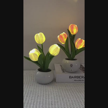 Tulip Lamp - LED Replica Tulip Table Lamp with Flower Vase for Desktop Decoration. Suitable for home, living room, desktop decoration, holiday gifts, atmosphere decoration lamps. Powered by USB