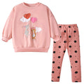 HILEELANG Toddler Girl Fall Outfits Clothing Pants Set Pink Animals Applique Sweatshirt Cotton Dots Leggings Playwear Sets 2pc 3T Zendrop