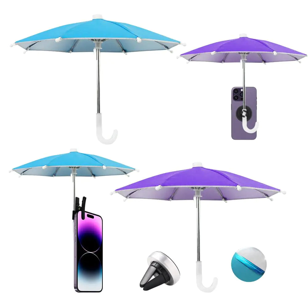 XIUYEQIU 2 Pairs Magnetic Phone Stand Foldable Portable Phone Umbrella Phone Umbrella For Sun With Adjustable Clip Outdoor Phone Sun Shade Shield