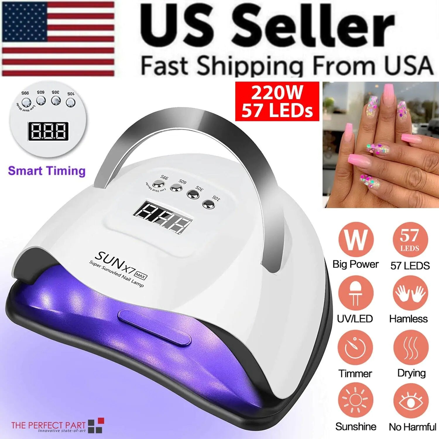 220W Nail Dryer LED Lamp UV Light Polish Gel Curing Machine Electric Manicure New Era Fashion LLc