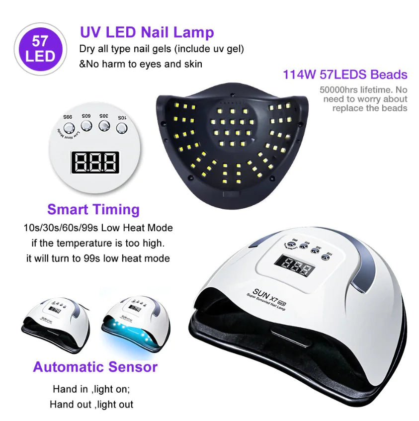 220W Nail Dryer LED Lamp UV Light Polish Gel Curing Machine Electric Manicure New Era Fashion LLc